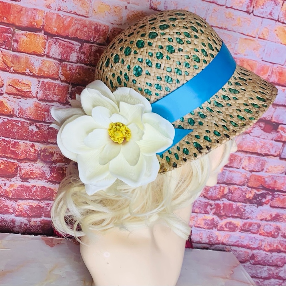 Cappelli Vintage Straw Floral Embellished Cloche Hat